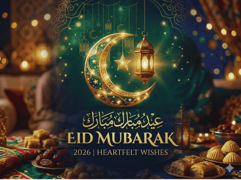 Happy Eid Mubarak 2026 – messages for WhatsApp and social media image